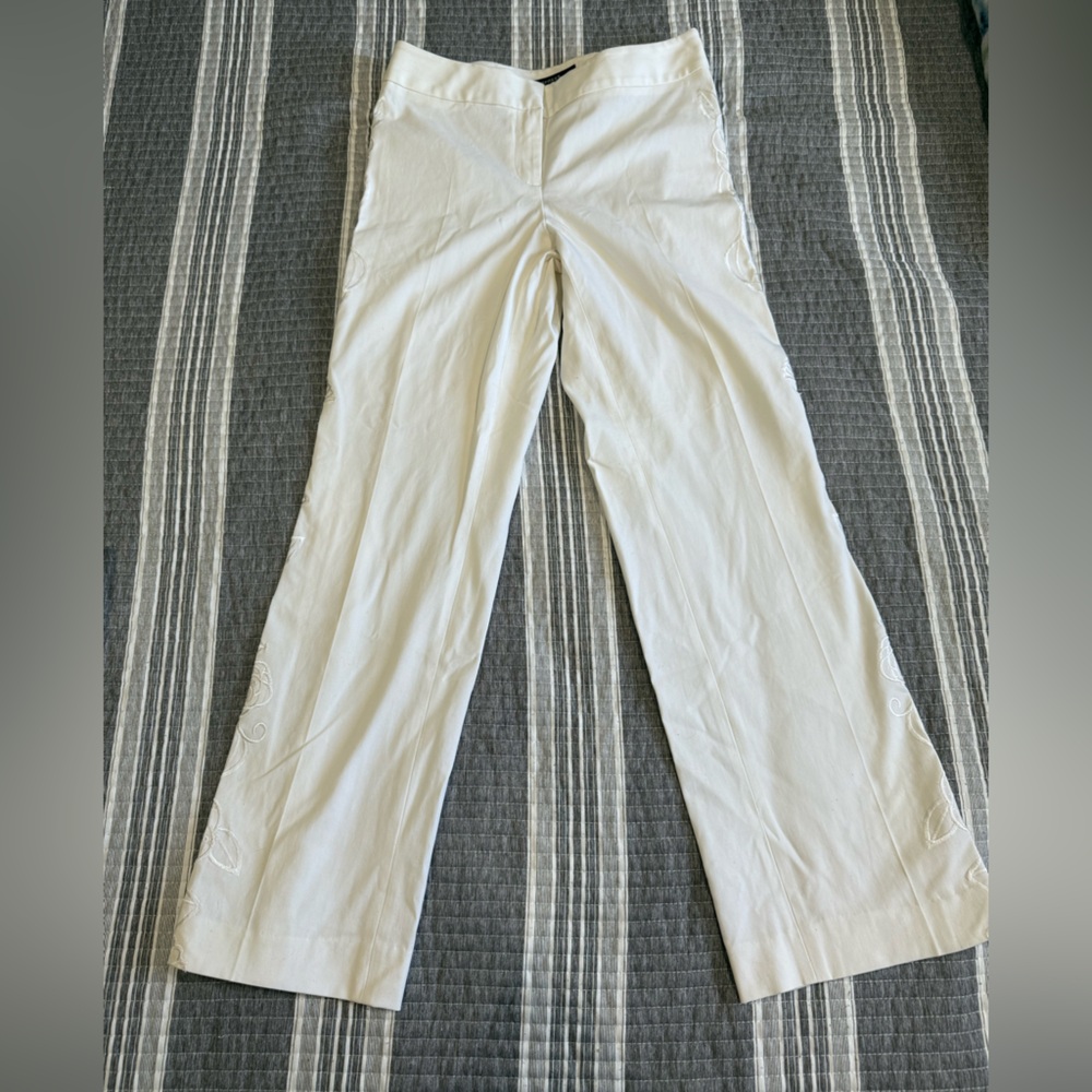 Express Stretch Cream Pants with floral design